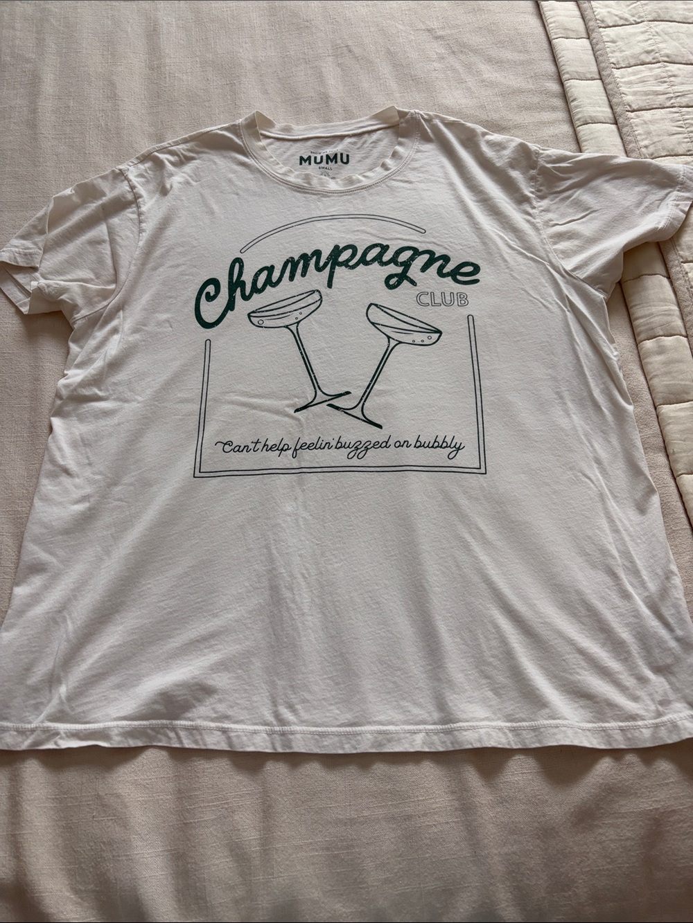 Show Me Your MuMu White Tee with Dark Green Logo